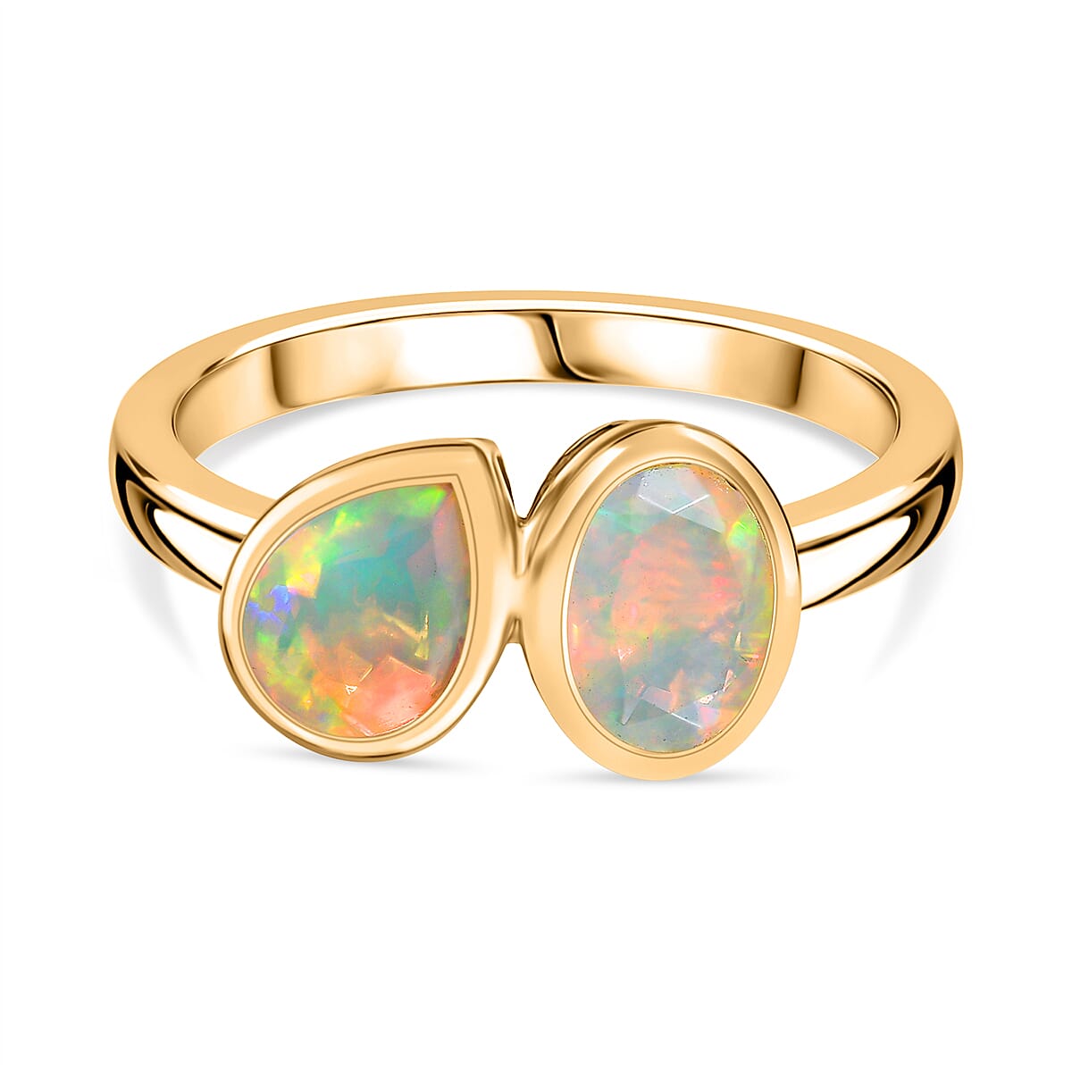 THE TOI ET MOI - Ethiopian Faceted Opal Solitaire Ring in 18K Vermeil Yellow Gold Plated Sterling Silver 0.98 Ct. 8064958 0