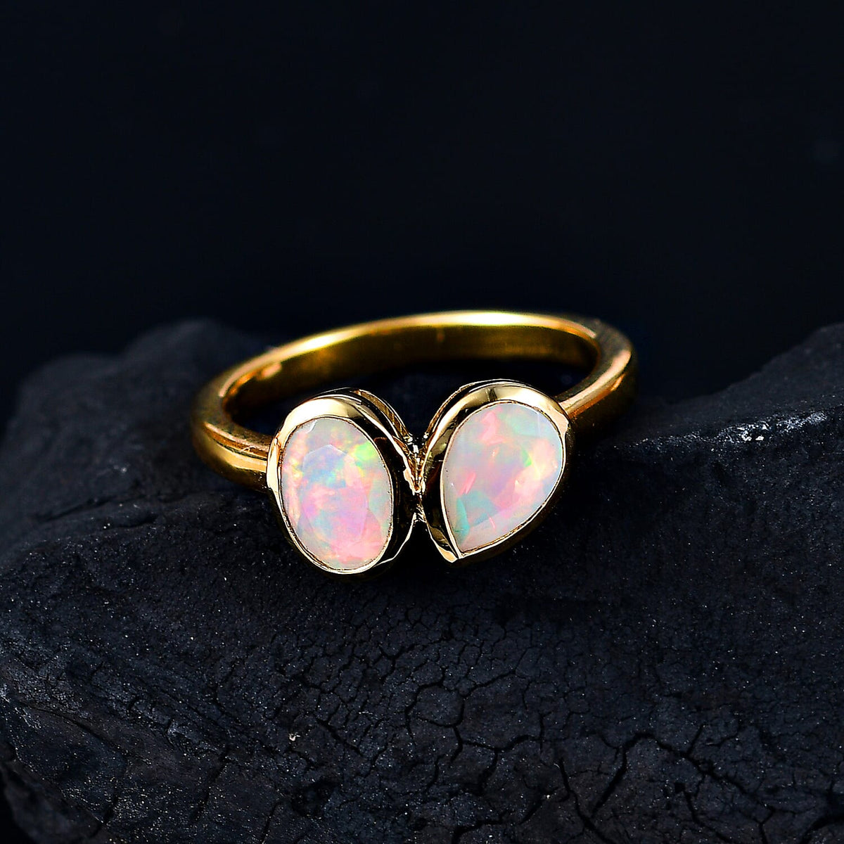 THE TOI ET MOI - Ethiopian Faceted Opal Solitaire Ring in 18K Vermeil Yellow Gold Plated Sterling Silver 0.98 Ct. 8064958 2