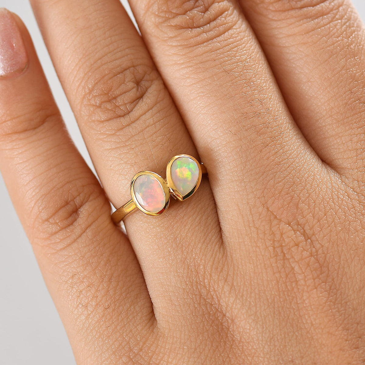 THE TOI ET MOI - Ethiopian Faceted Opal Solitaire Ring in 18K Vermeil Yellow Gold Plated Sterling Silver 0.98 Ct. 8064958 3