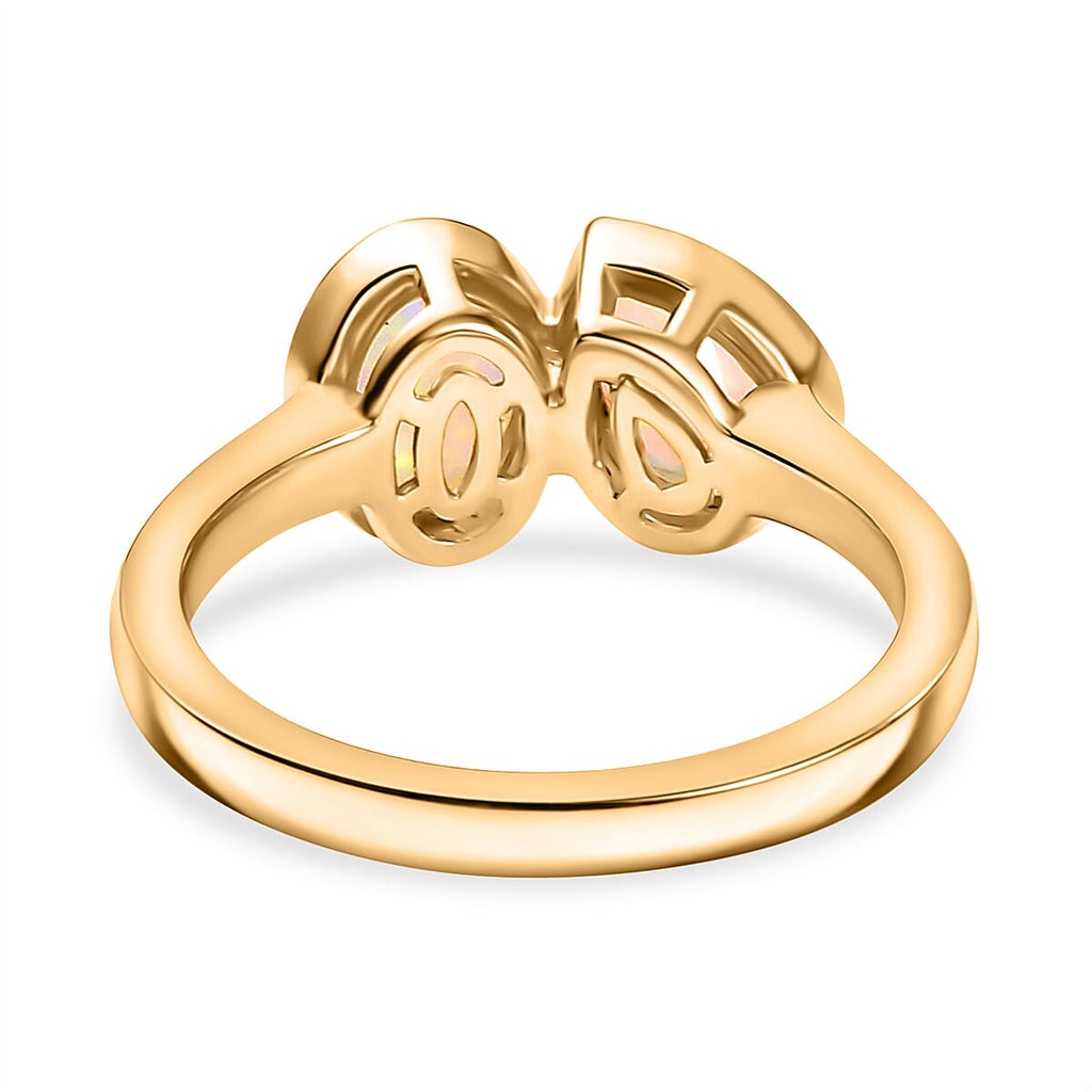 Ethiopian Faceted Opal Solitaire Ring in 18K Vermeil Yellow Gold Plated Sterling Silver 0.98 Ct.