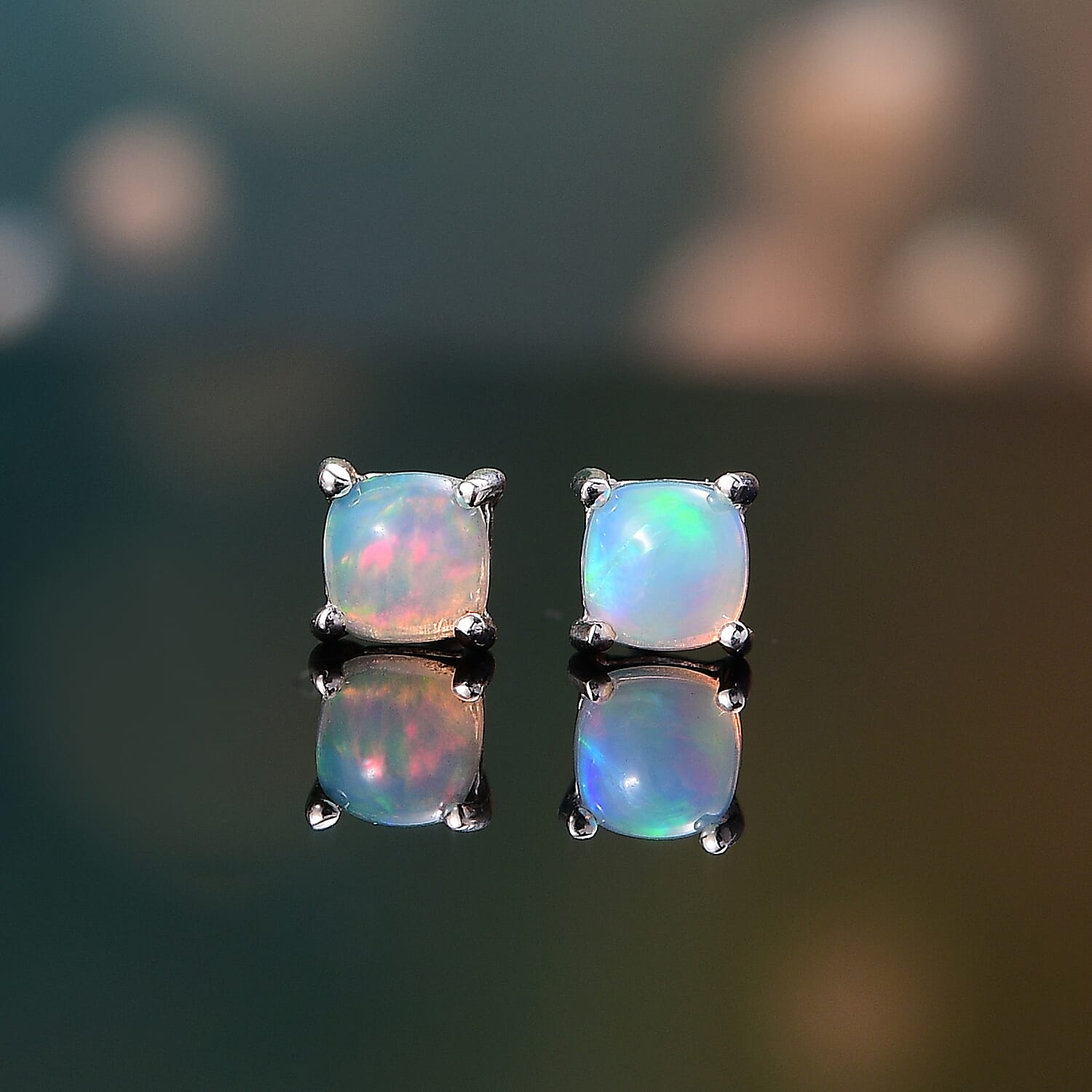 Ethiopian Opal Solitaire Stud Push Post Earring Sterling Silver 8099963 2