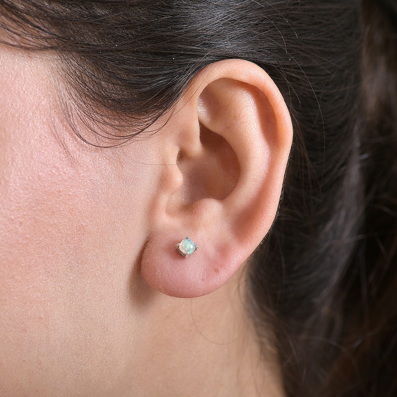 Ethiopian Opal Solitaire Stud Push Post Earring Sterling Silver 8099963 3