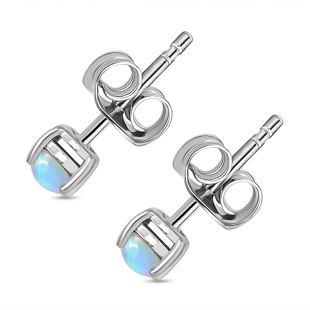 Ethiopian Opal Solitaire Stud Push Post Earring Sterling Silver 8099963 4