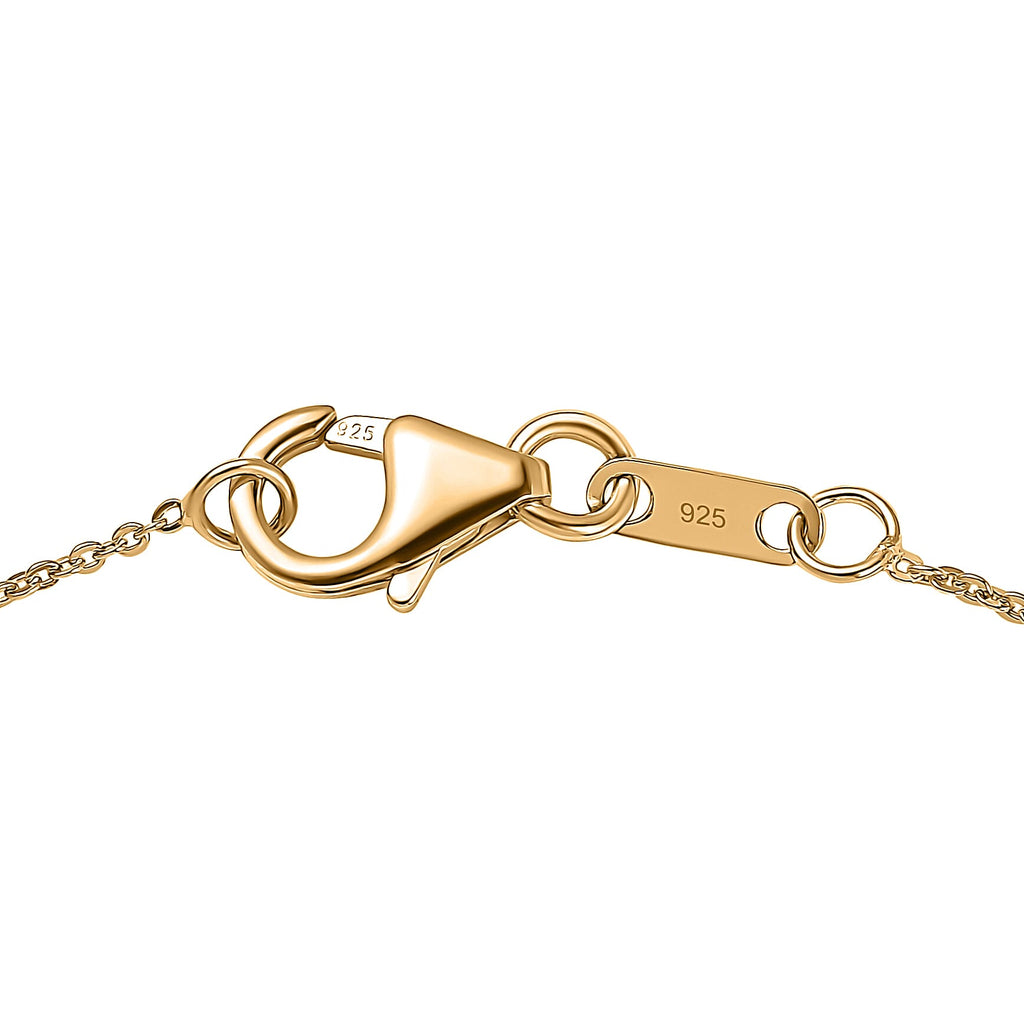Ethiopian Faceted Opal & White Zircon Pendant with Chain (Size 20) in 18K Vermeil Yellow Gold Plated Sterling Silver