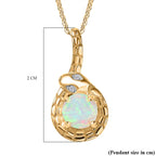 Ethiopian Faceted Opal & White Zircon Pendant with Chain (Size 20) in 18K Vermeil Yellow Gold Plated Sterling Silver