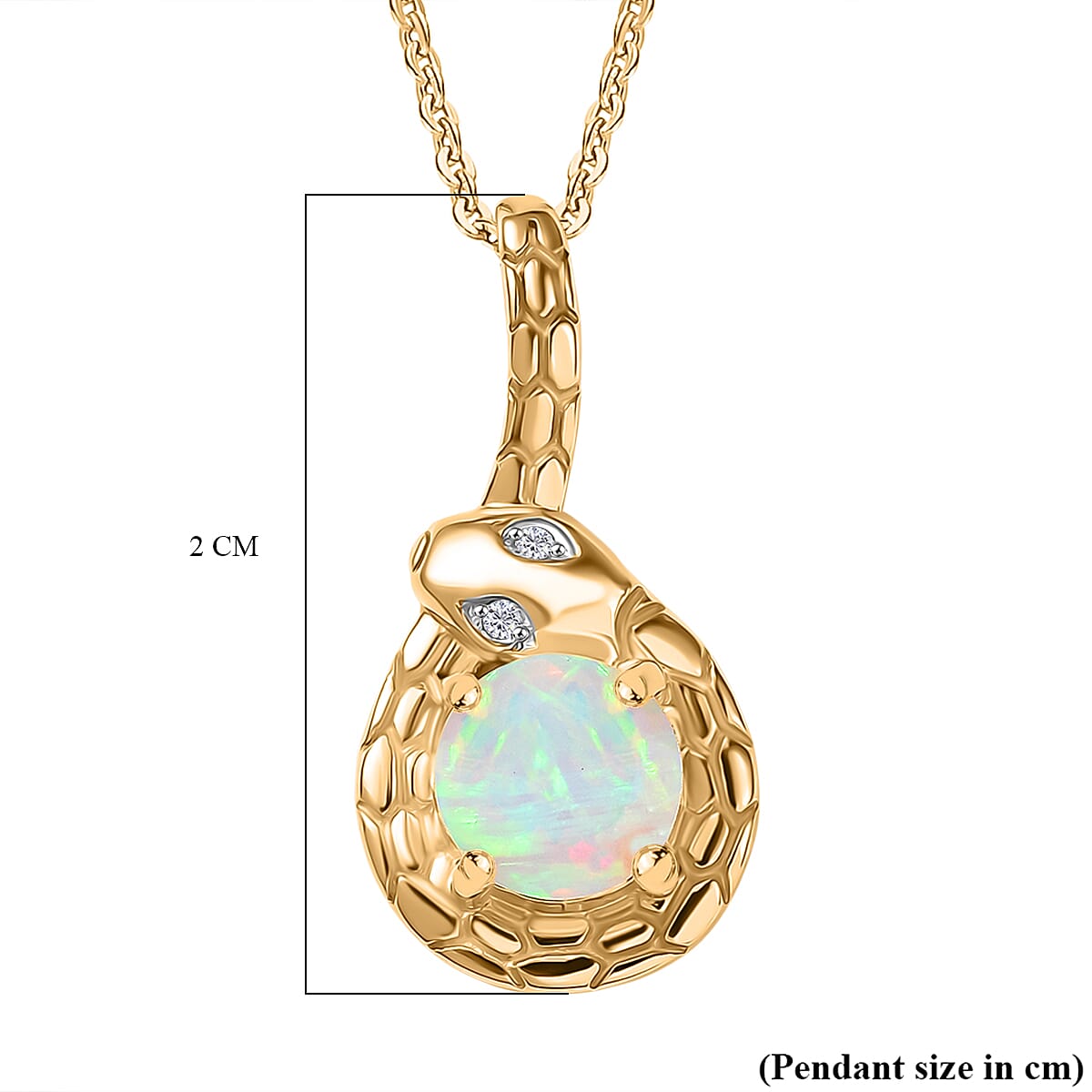 Ethiopian Faceted Opal &amp; White Zircon Pendant with Chain (Size 20) in 18K Vermeil Yellow Gold Plated Sterling Silver 4362209 7