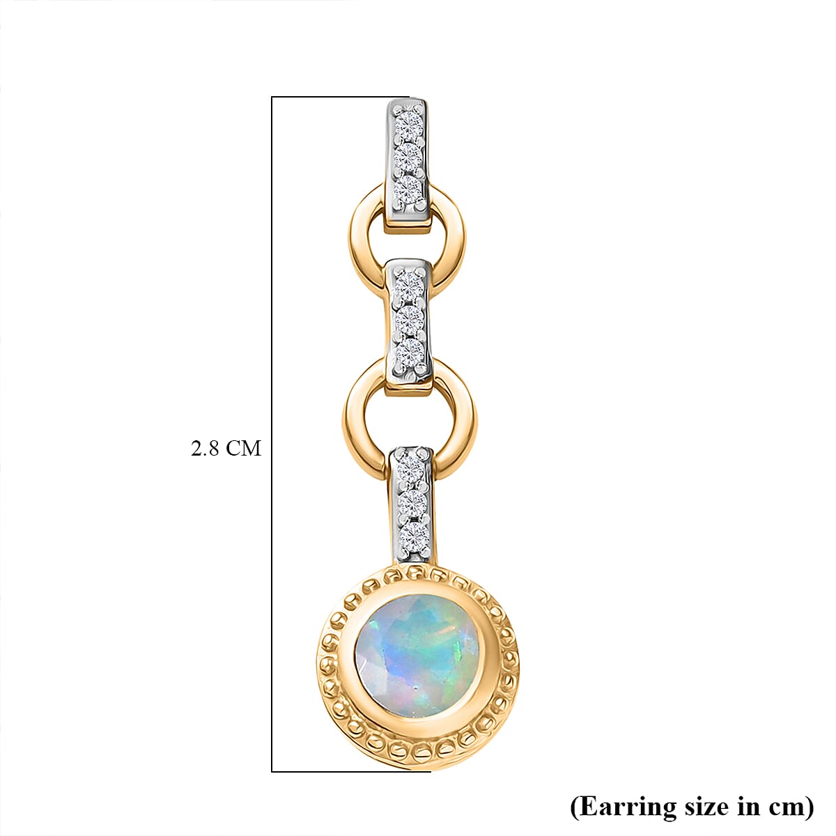 Ethiopian Faceted Opal &amp; White Zircon Solitaire Stud Push Post Earring in 18K Vermeil Yellow Gold Plated Sterling Silver 0.91 Ct. 8064905 16
