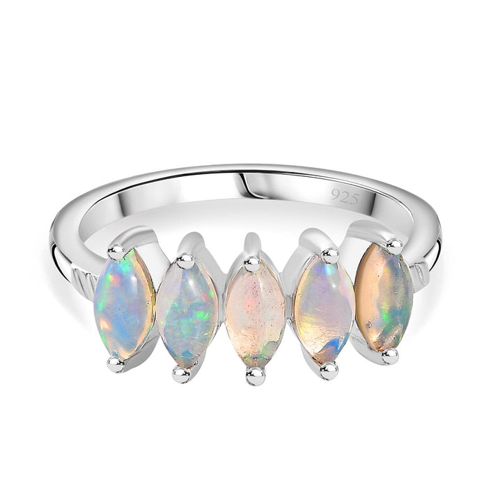 Royal Bali Collection - D'Joy Ethiopian Welo Opal 5 Stone Ring in Platinum Overlay Sterling Silver 7796054 1