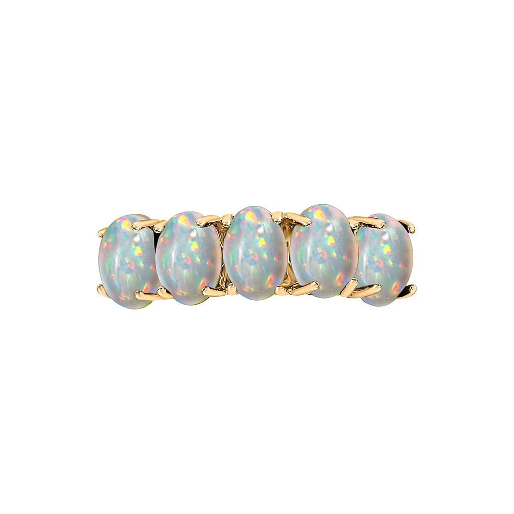 Ethiopian Opal  5 Stone Ring in Vermeil YG Sterling Silver 1.50 ct  1.500  Ct.