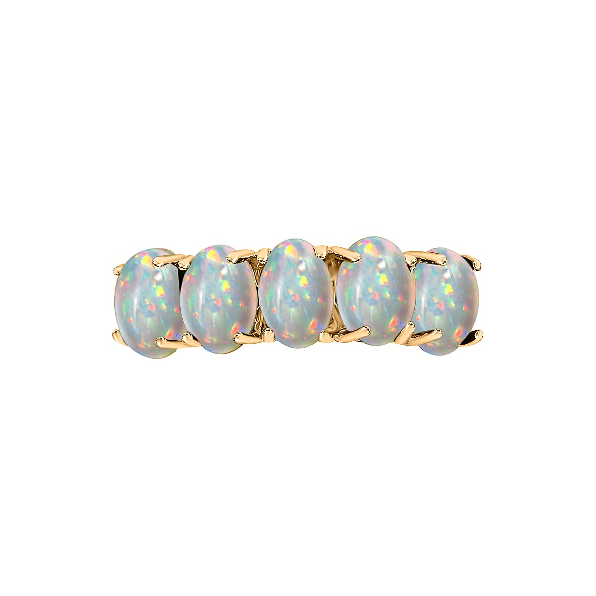 Ethiopian Opal 5 Stone Ring in Vermeil Yellow Gold Sterling Silver 1.50 Ct 8009322 3