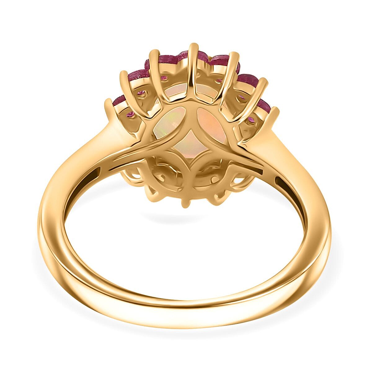 Ethiopian Opal, African Ruby Halo Ring in Vermeil Yellow Gold Plated Sterling Silver 7749139 5