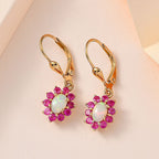 Ethiopian Opal ,  African Ruby  Solitaire Lever Back Earring in Vermeil YG Sterling Silver 1.66 ct  1.680  Ct.