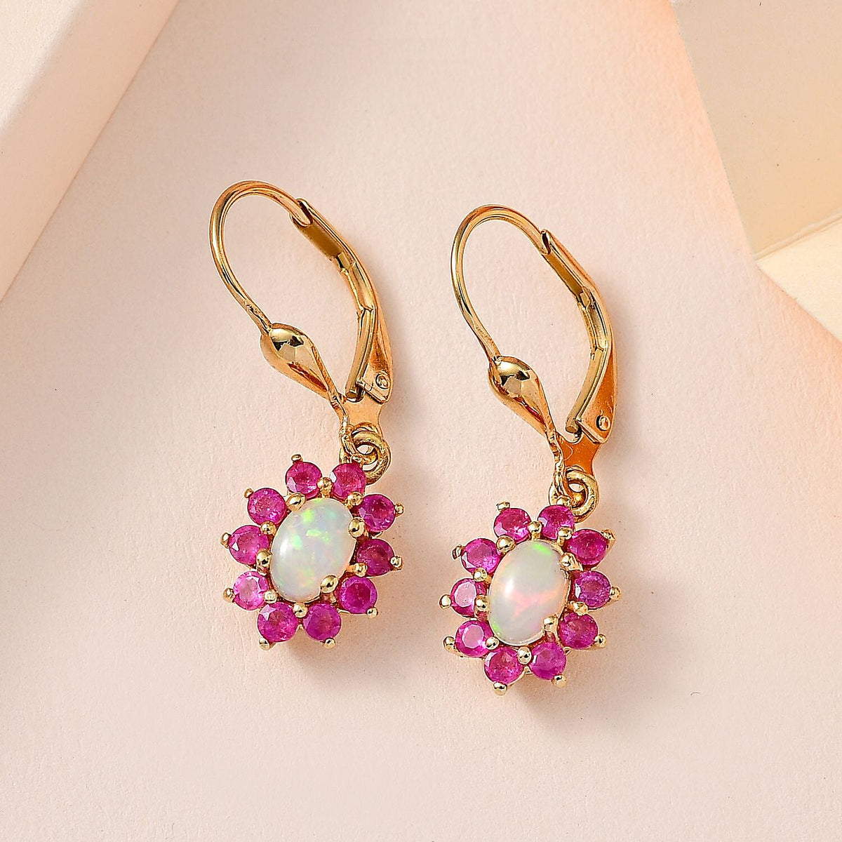 Ethiopian Opal ,  African Ruby  Solitaire Lever Back Earring in Vermeil YG Sterling Silver 1.66 ct  1.680  Ct. 7749363 1