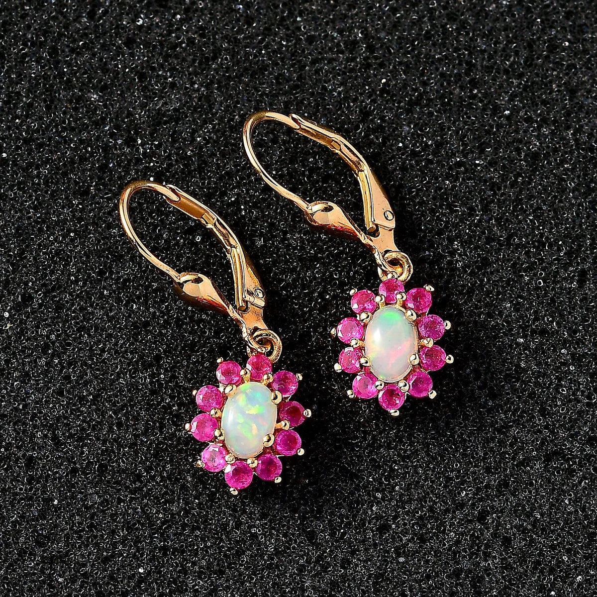 Ethiopian Opal ,  African Ruby  Solitaire Lever Back Earring in Vermeil YG Sterling Silver 1.66 ct  1.680  Ct. 7749363 2