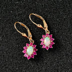 Ethiopian Opal ,  African Ruby  Solitaire Lever Back Earring in Vermeil YG Sterling Silver 1.66 ct  1.680  Ct.