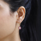 Ethiopian Opal ,  African Ruby  Solitaire Lever Back Earring in Vermeil YG Sterling Silver 1.66 ct  1.680  Ct.
