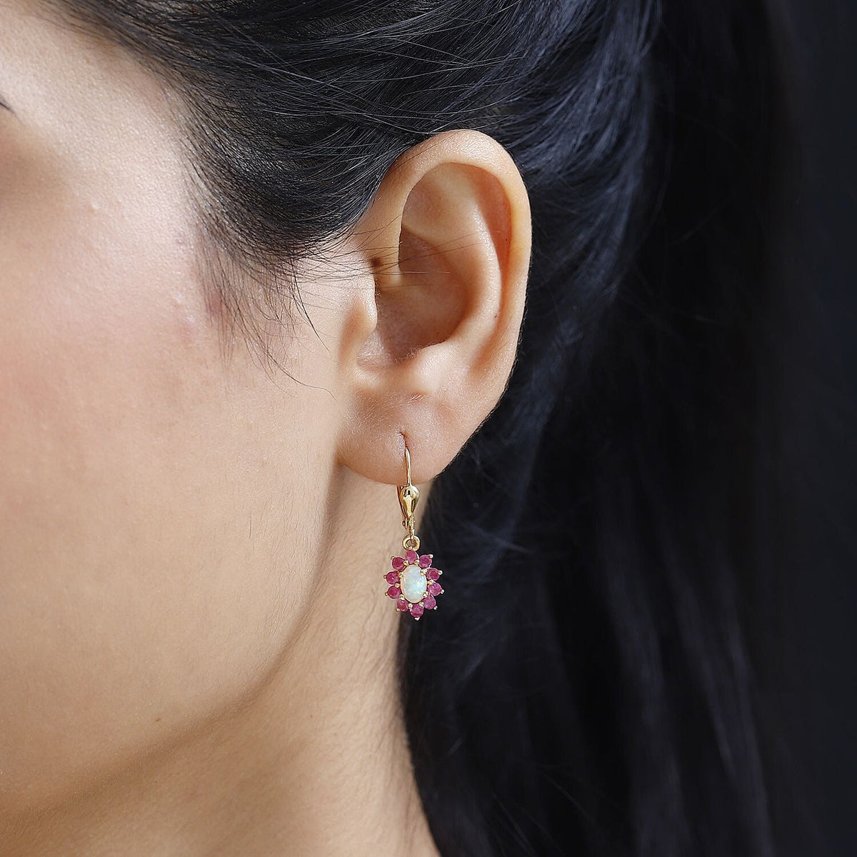 Ethiopian Opal ,  African Ruby  Solitaire Lever Back Earring in Vermeil YG Sterling Silver 1.66 ct  1.680  Ct. 7749363 3