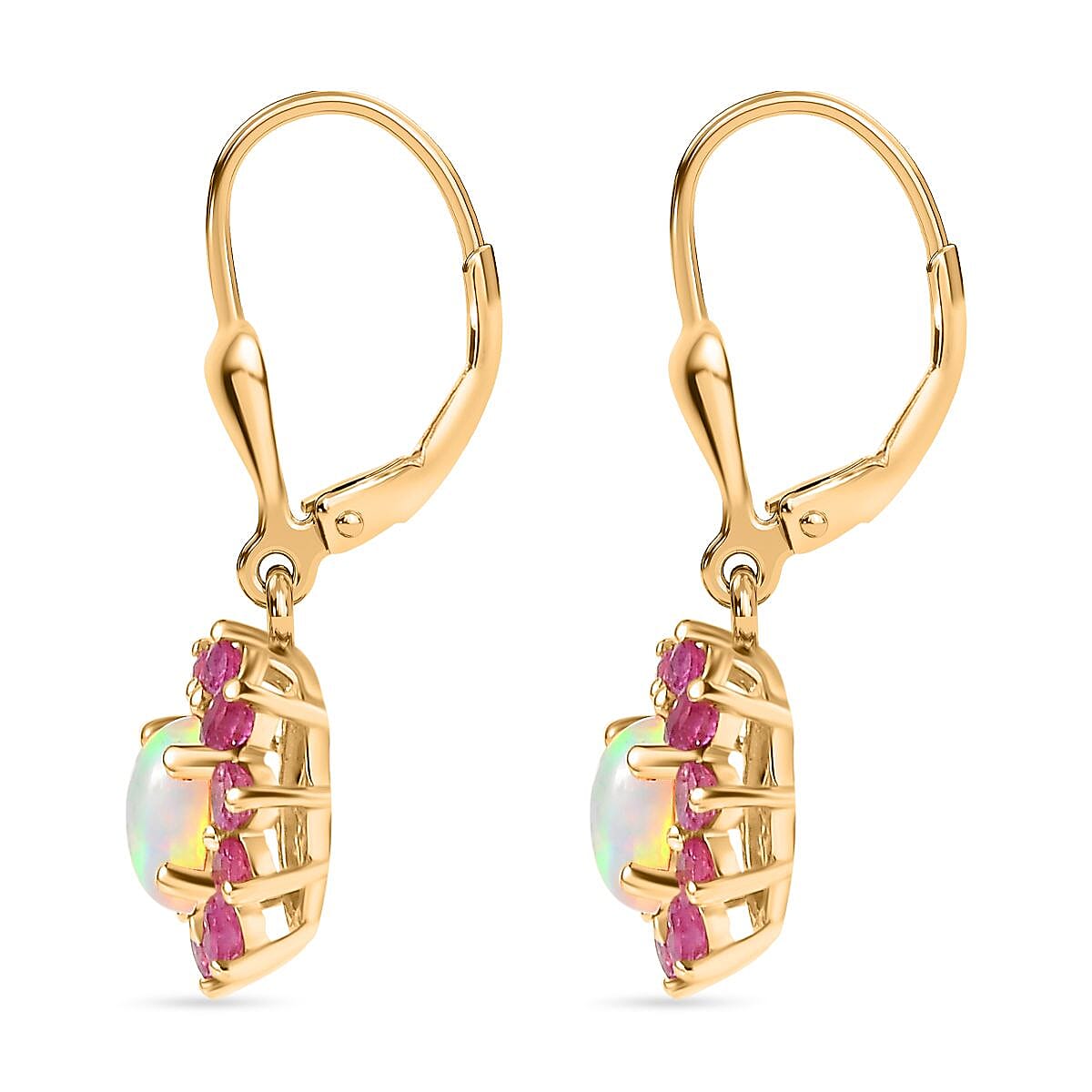 Ethiopian Opal ,  African Ruby  Solitaire Lever Back Earring in Vermeil YG Sterling Silver 1.66 ct  1.680  Ct. 7749363 5