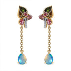 GP Italian Garden Collection - Ethiopian Welo Opal, Natural Zircon & Multi-Tourmaline Dangle Earrings in 18K Vermeil YG Plated Sterling Silver 3.13 Ct