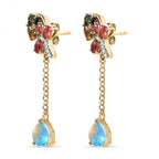 GP Italian Garden Collection - Ethiopian Welo Opal, Natural Zircon & Multi-Tourmaline Dangle Earrings in 18K Vermeil YG Plated Sterling Silver 3.13 Ct