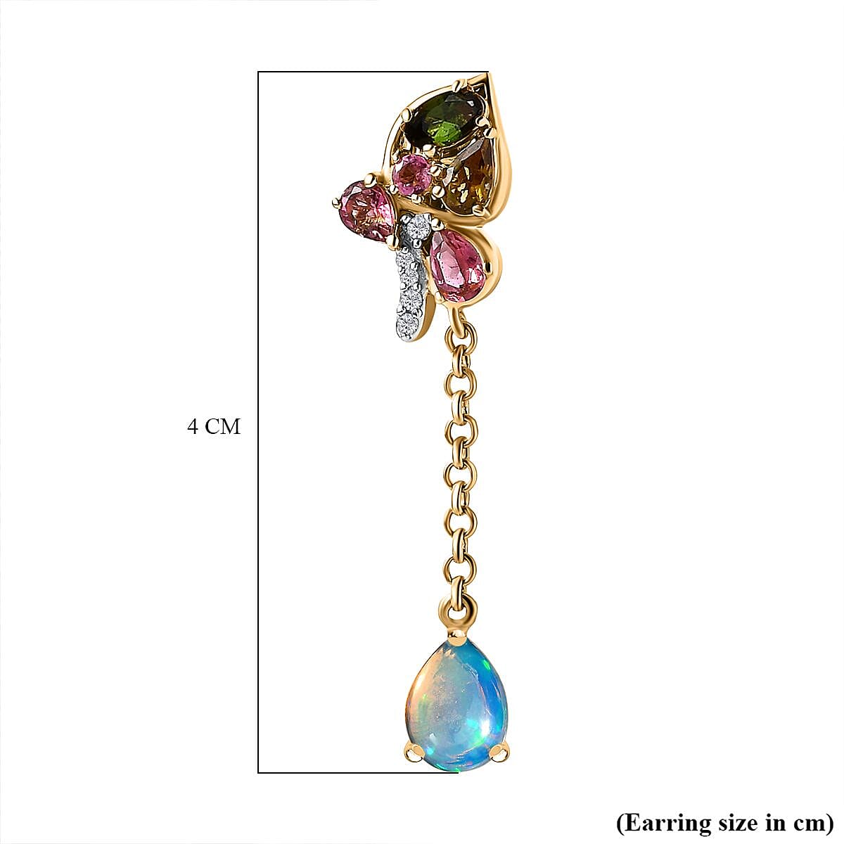 GP Italian Garden Collection Ethiopian Opal , Blue Sapphire , White Zircon , Multi-Tourmaline Dangling Earring in 18K Vermeil Yellow Gold Sterling Silver 3.25 ct, Silver Wt. 5.25 Gms 3.140 Ct. 7674451 7