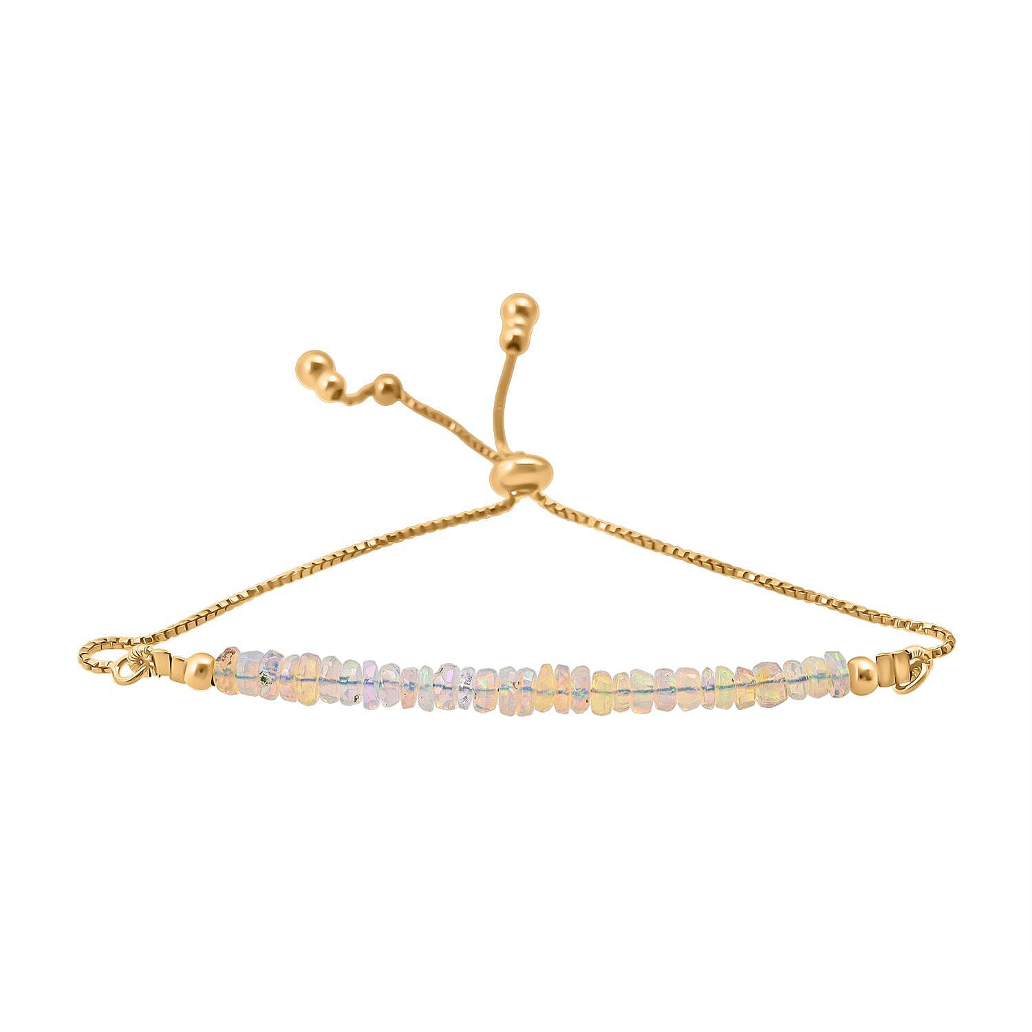 Ethiopian Opal Bracelet (Size 6.5 - 8 Adjustable) in Yellow Gold Plated Sterling Silver 7.00 Ct. 8323651 0