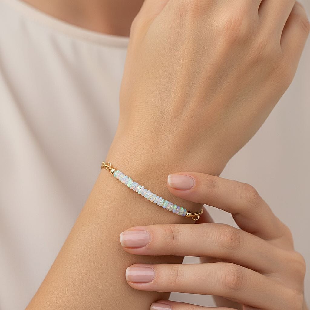 Ethiopian Opal Bracelet (Size 6.5 - 8 Adjustable) in Yellow Gold Plated Sterling Silver 7.00 Ct. 8323651 3