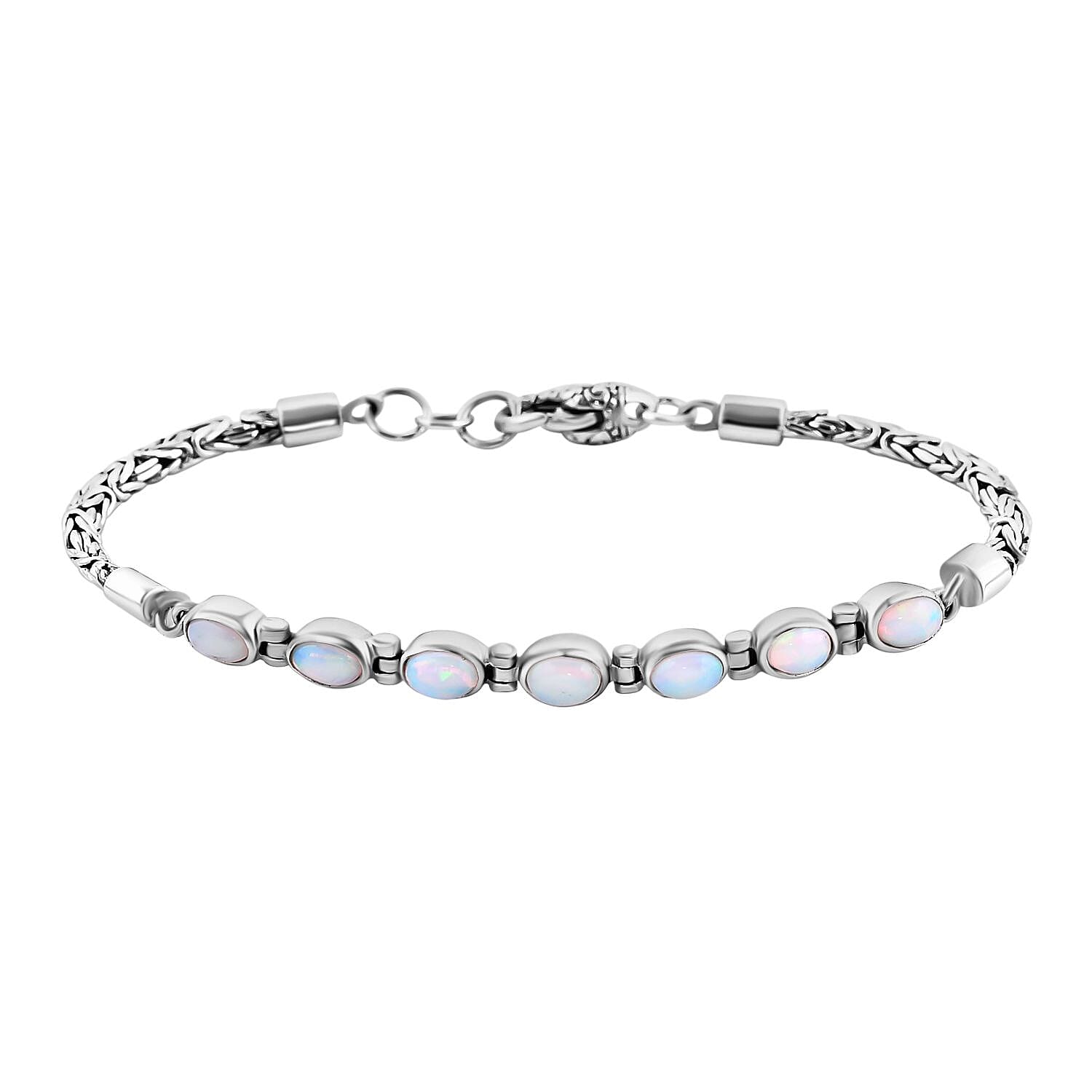 Royal Bali Collection Mega Closeout - Ethiopian Opal Borobudur Bracelet (Size - 7.5) Sterling Silver 7754079 0