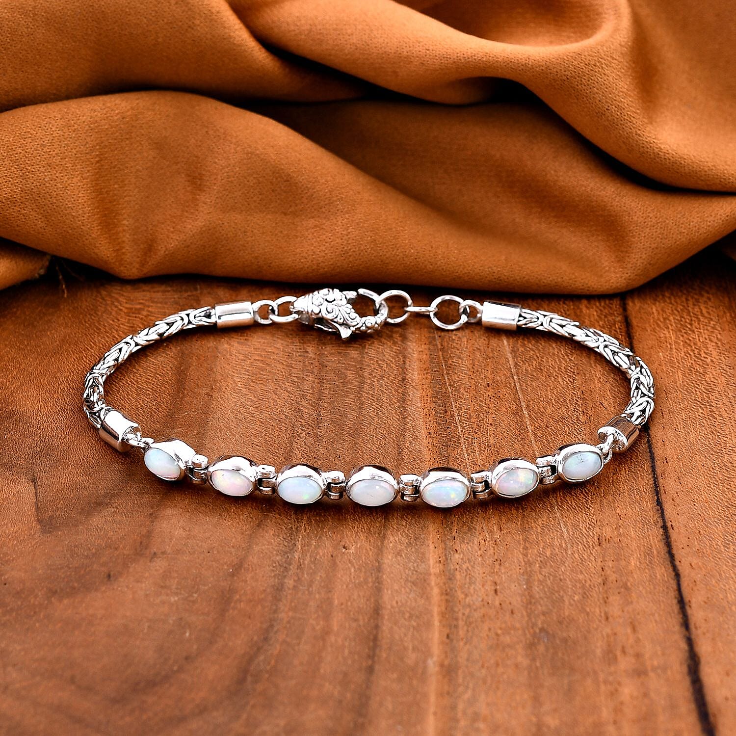 Royal Bali Collection Mega Closeout - Ethiopian Opal Borobudur Bracelet (Size - 7.5) Sterling Silver 7754079 2