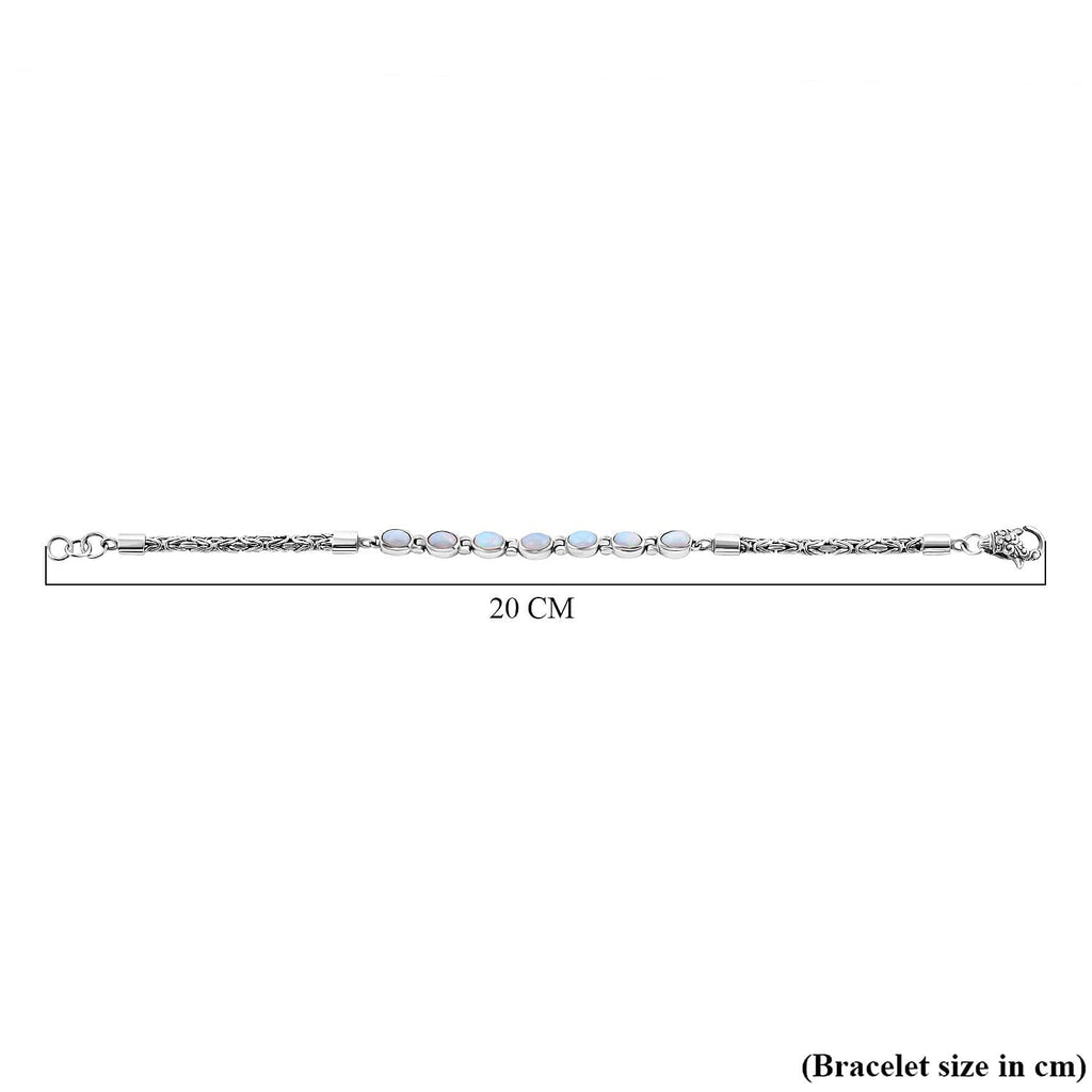 Royal Bali Collection Mega Closeout - Ethiopian Opal Borobudur Bracelet (Size 7.5) with Lobster Clasp in Sterling Silver 2.40 Ct, Silver Wt. 10.50 Gms.