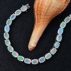 AAA Ethiopian Opal Tennis Bracelet (Size - 7)  Rhodium Overlay Sterling Silver 13.42 Ct, Silver Wt. 12.56 Gms.