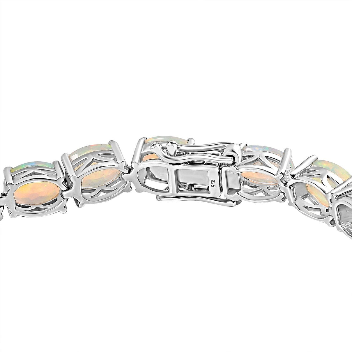 AAA Ethiopian Opal Tennis Bracelet (Size - 7) with GB Lock Box Rhodium Overlay Sterling Silver 13.42 Ct 8103588 14