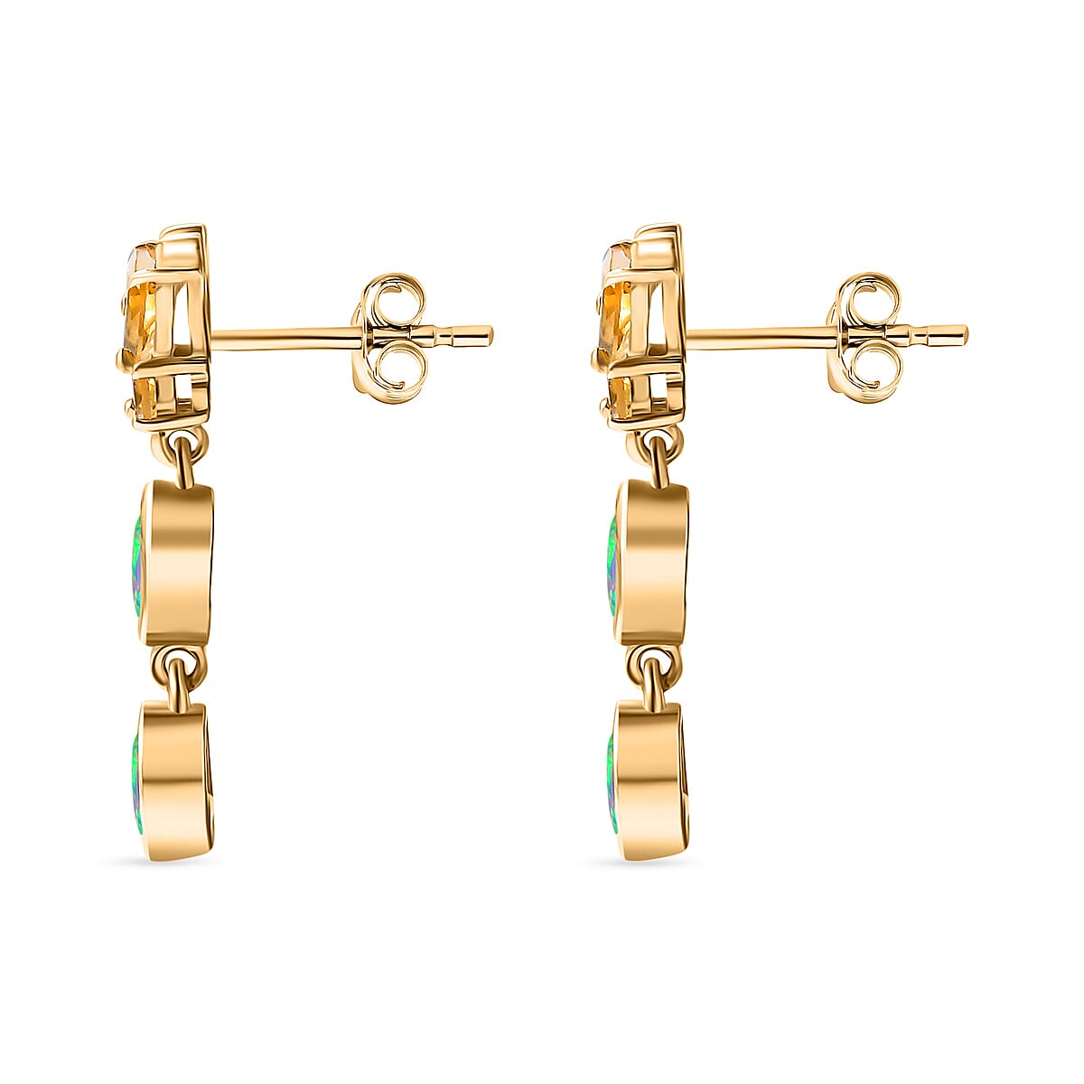 Ethiopian Opal, Citrine Dangling Earrings in 18K Vermeil Yellow Gold Plated Sterling Silver 1.32 Ct. 7933487 3