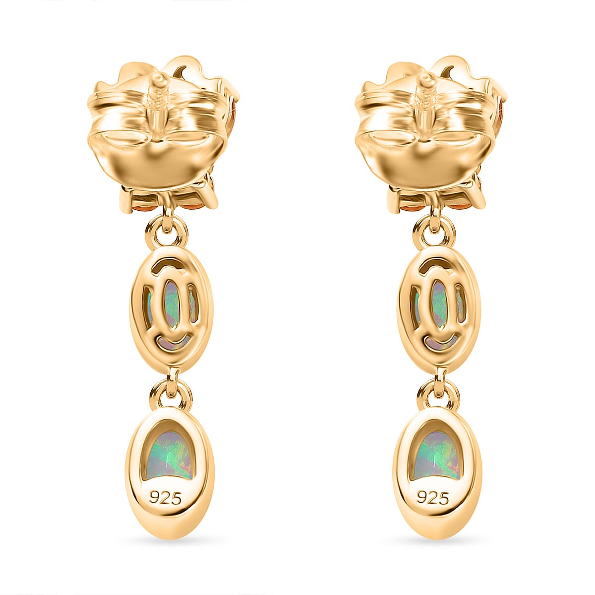 Ethiopian Opal, Citrine Dangling Earrings in 18K Vermeil Yellow Gold Plated Sterling Silver 1.32 Ct. 7933487 4