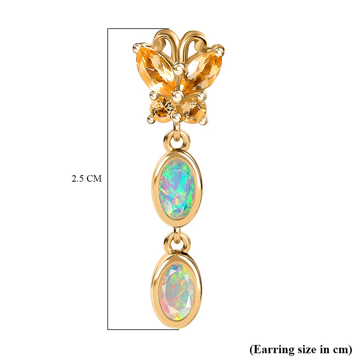 Ethiopian Opal, Citrine Dangling Earrings in 18K Vermeil Yellow Gold Plated Sterling Silver 1.32 Ct. 7933487 5