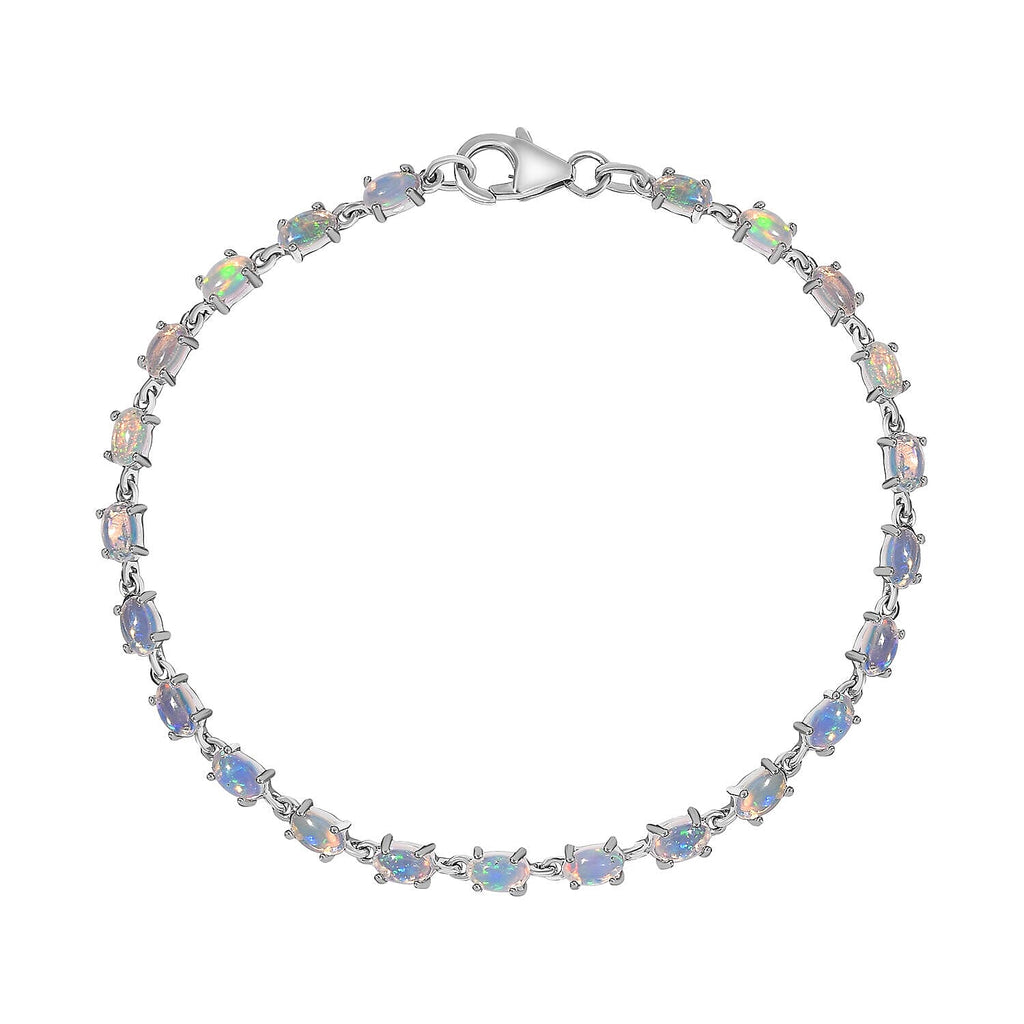 Ethiopian Welo Opal Link Bracelet (Size - 8) in Platinum Overlay Sterling Silver 3.77 Ct