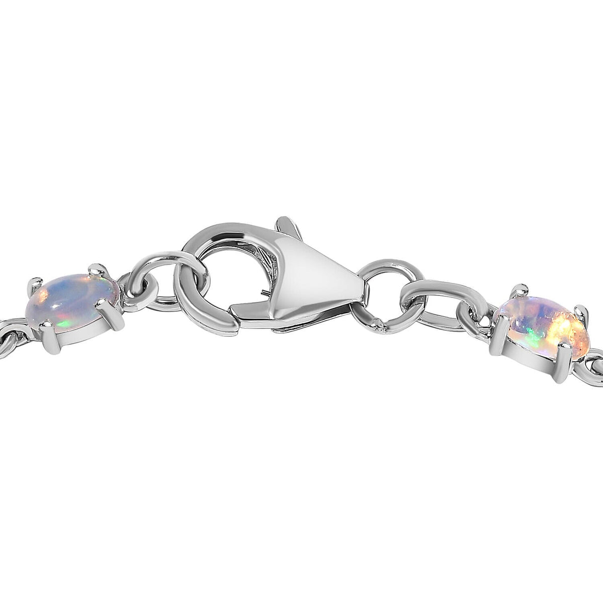 Ethiopian Welo Opal Link Bracelet (Size - 7) in Platinum Overlay Sterling Silver 3.77 Ct 7339194 3