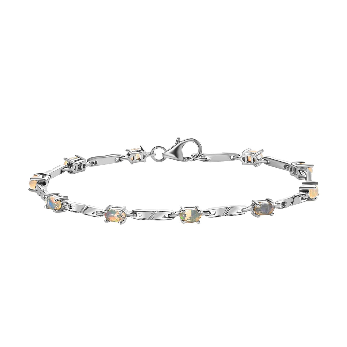 Ethiopian Welo Opal Bracelet (Size - 7) in Platinum Overlay Sterling, Silver Wt. 6.65 Gms. 7535273 0