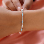 Ethiopian Welo Opal Bracelet (Size - 7) in Platinum Overlay Sterling, Silver Wt. 6.65 Gms.