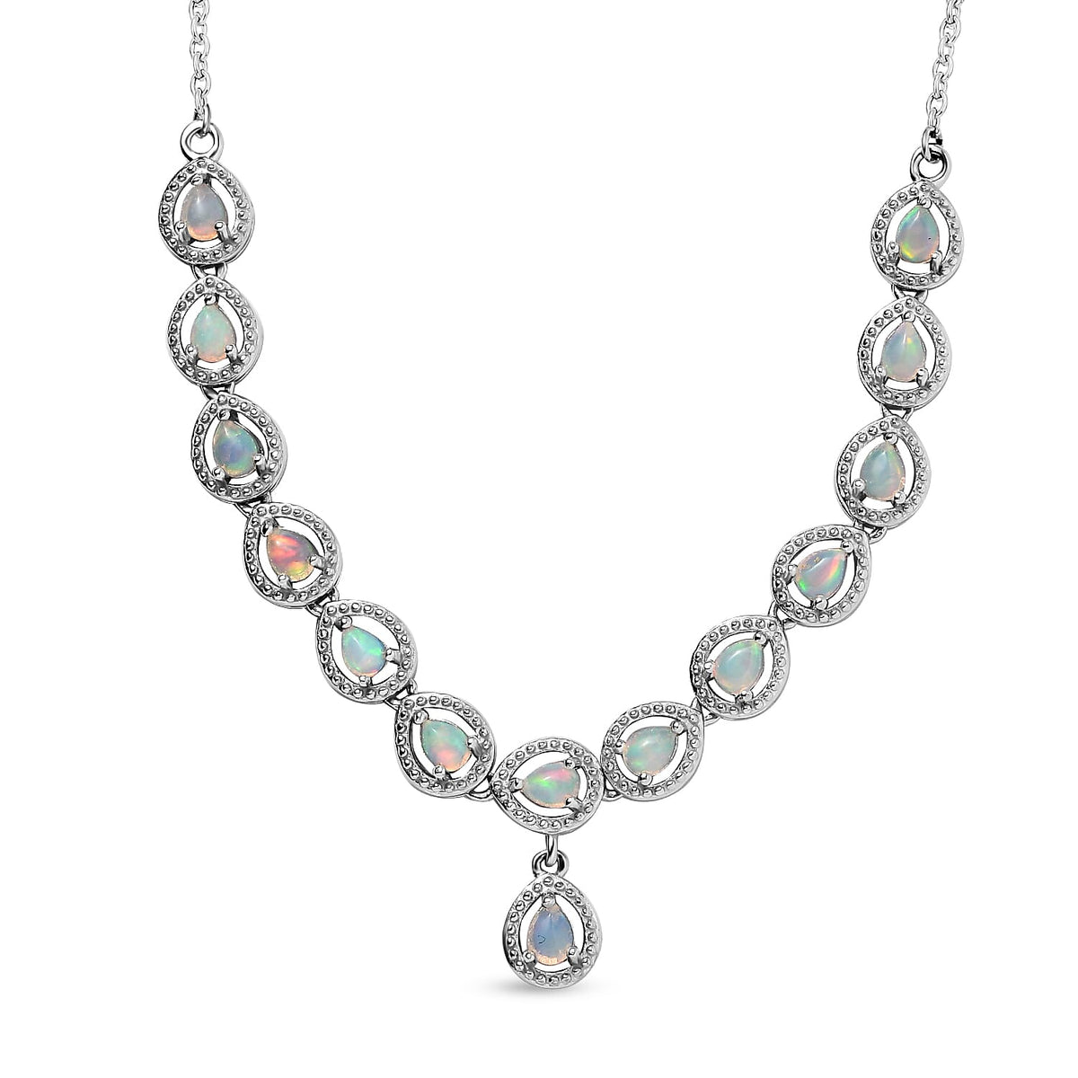Tucson Special - Ethiopian Welo Opal Necklace (Size - 20) in Platinum Overlay Sterling Silver 7664793 0