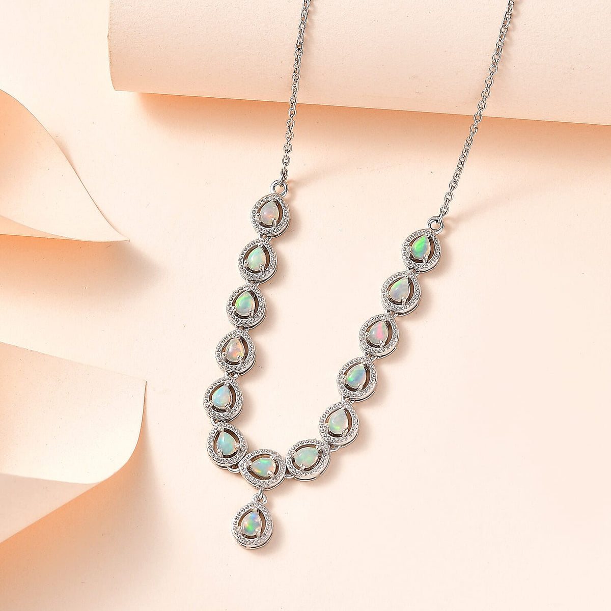 Tucson Special - Ethiopian Welo Opal Necklace (Size - 20) in Platinum Overlay Sterling Silver 7664793 3