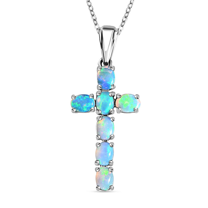 D'Joy - Citrine Cross Pendant with Chain (Size 20) in Platinum Overlay Sterling Silver 1.20 Ct. 4267167 1