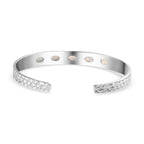 Ethiopian Opal Cuff Bangle in Rhodium Overlay Sterling Silver 2.74 Ct, Silver Wt. 22.21 Gms.