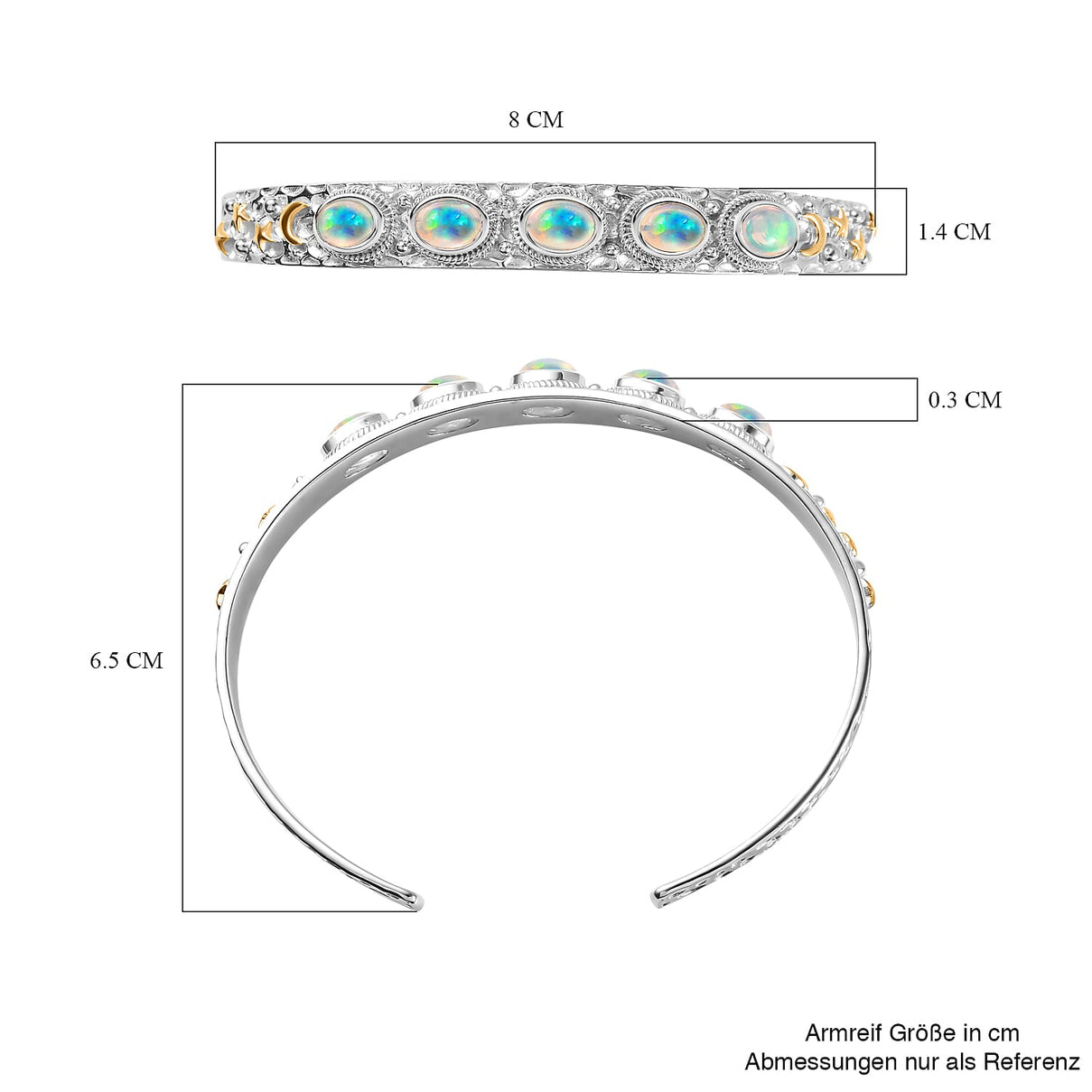 Ethiopian Opal Cuff Bangle in Rhodium Overlay Sterling Silver 2.74 Ct, Silver Wt. 22.21 Gms. 7796556 7
