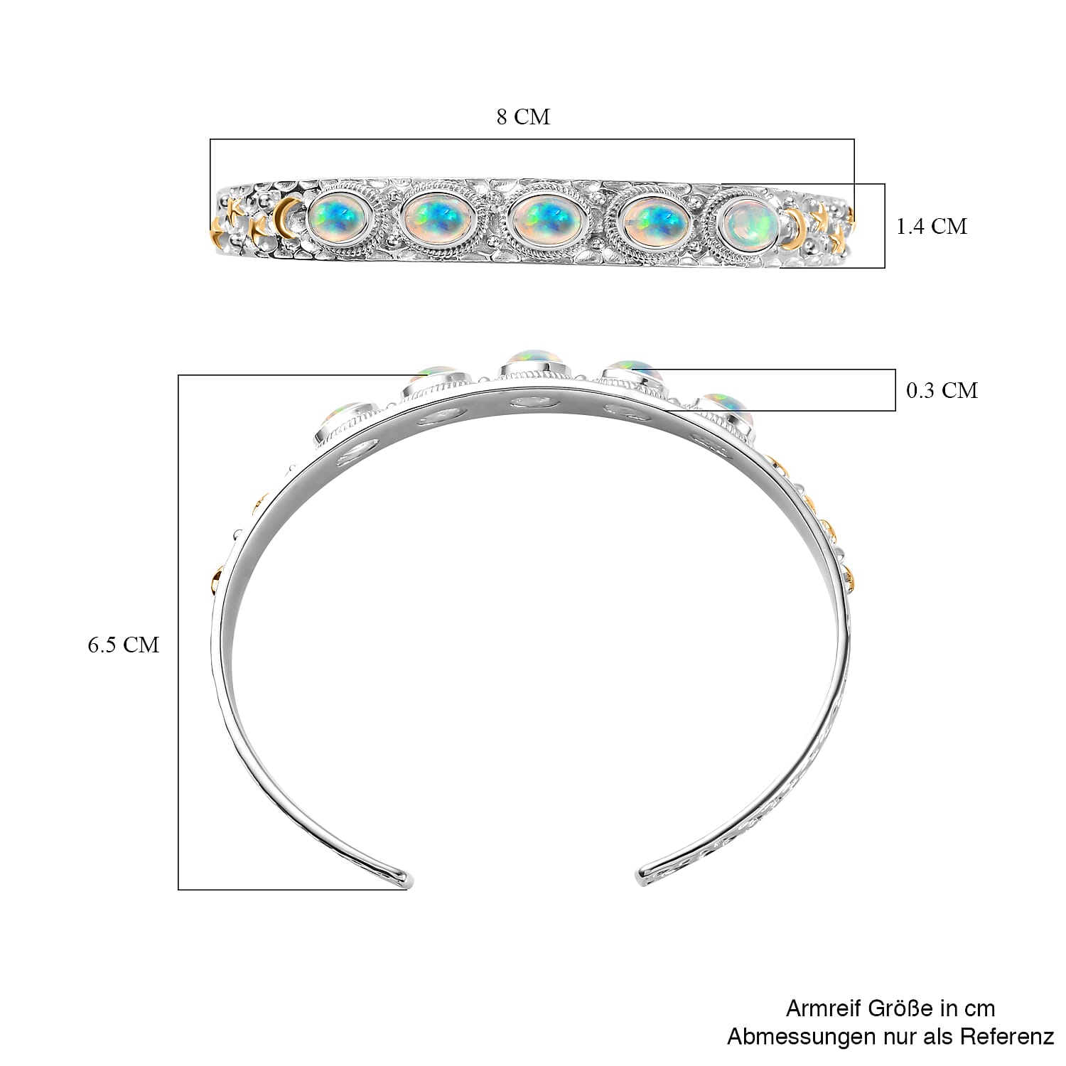 Ethiopian Opal Cuff Bangle in Rhodium Overlay Sterling Silver 2.74 Ct, Silver Wt. 22.21 Gms. 7796556 7