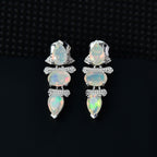 Ethiopian Welo Opal Dangle Earrings in Platinum Overlay Sterling Silver 2.10 Ct.