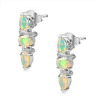 Ethiopian Welo Opal Dangle Earrings in Platinum Overlay Sterling Silver 2.10 Ct.