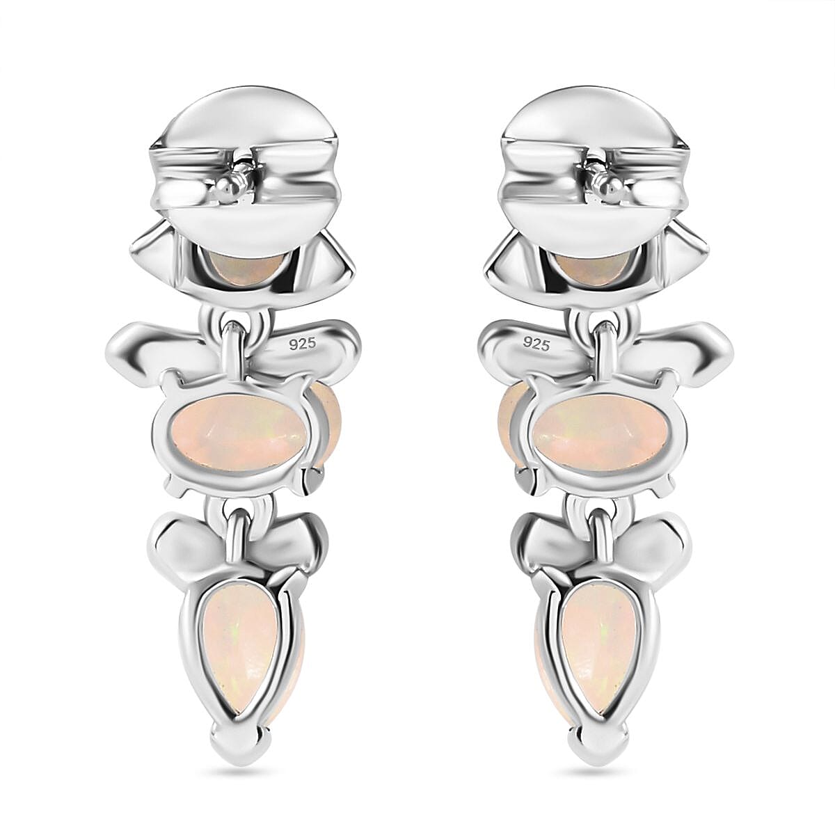 Ethiopian Welo Opal Dangle Earrings in Platinum Overlay Sterling Silver 2.10 Ct. 7722036 4