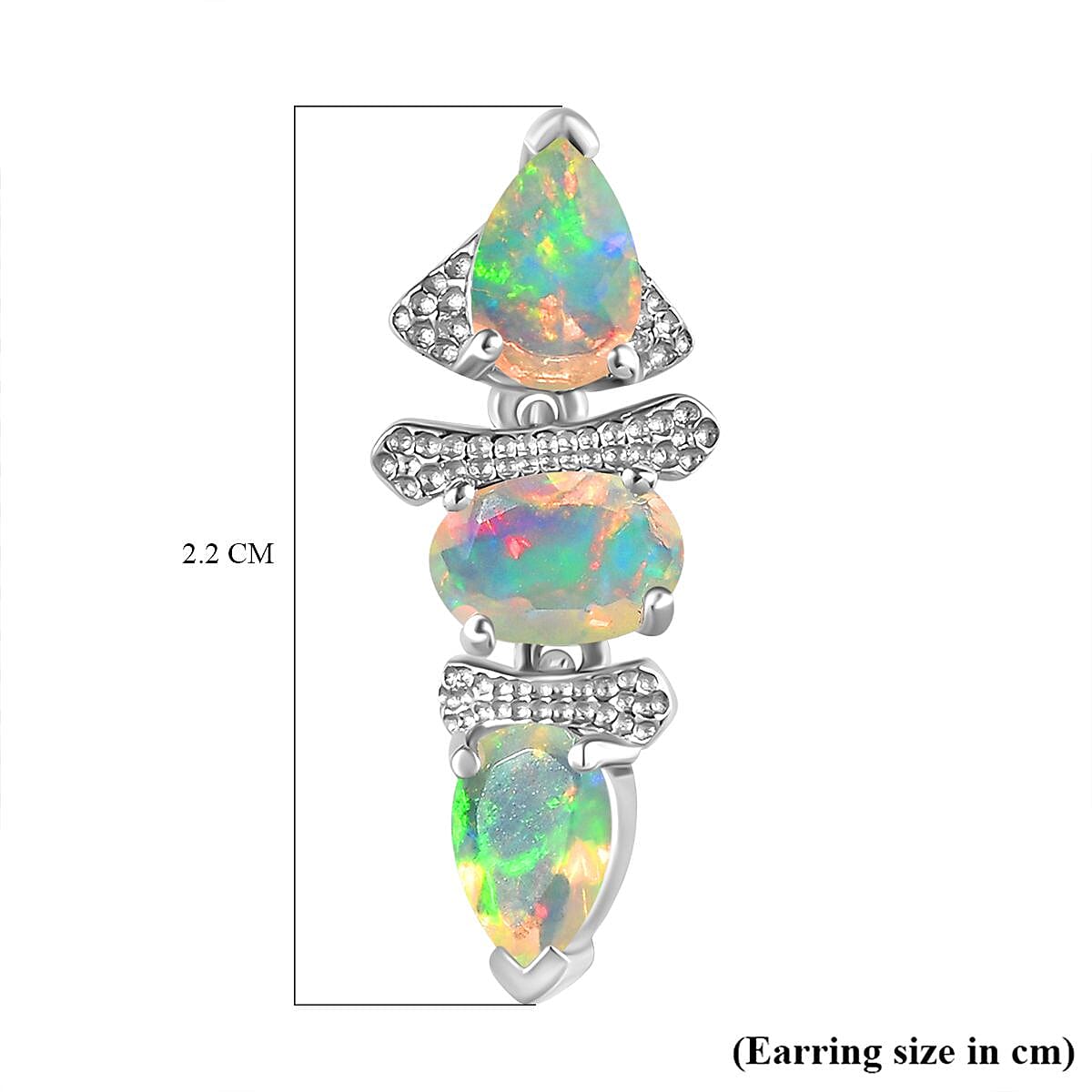 Ethiopian Welo Opal Dangle Earrings in Platinum Overlay Sterling Silver 2.10 Ct. 7722036 5