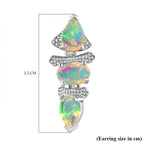 Ethiopian Welo Opal Dangle Earrings in Platinum Overlay Sterling Silver 2.10 Ct.
